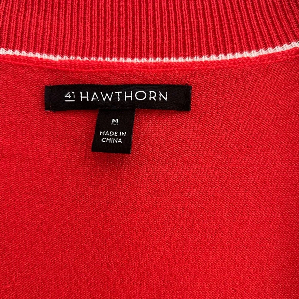 41 Hawthorn Womens Red Longline V-Neck Button Front Cardigan Sweater Size Medium